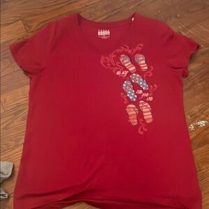 Red T-Shirt with Colorful Flip-Flop Design